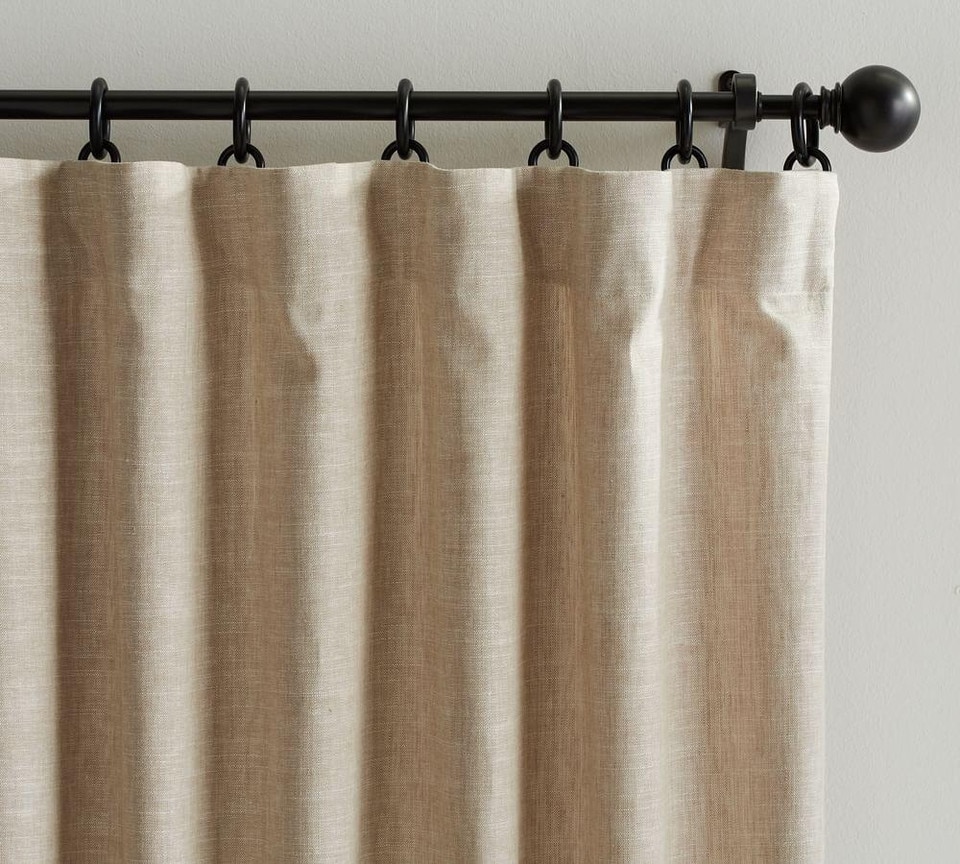 Emery Linen/Cotton Pole-Pocket Blackout Curtain - Oatmeal | Pottery